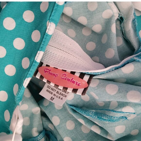 Pinup Couture Medium teal and white polka dot dress EUC - Picture 13 of 15